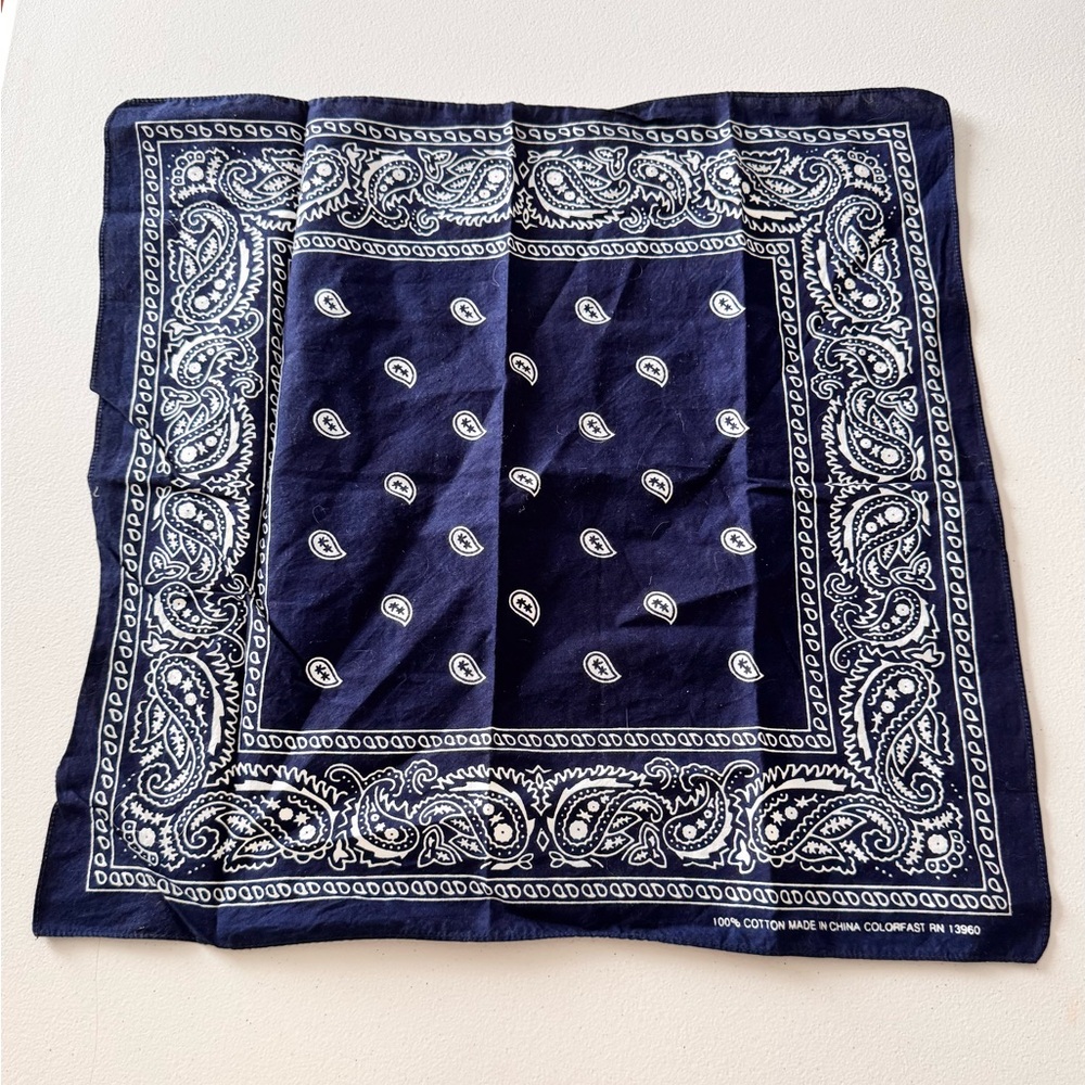 Navy Blue Paisley Bandana